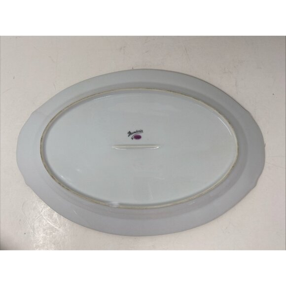 Yamaka Mandarin Oval Serving Platter Bamboo Silver Rim 12" X 8” Serving Tray - Picture 4 of 10